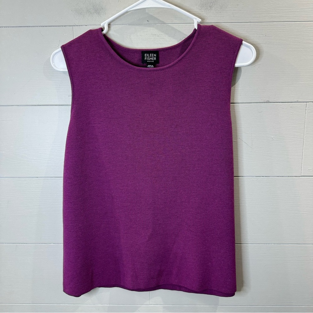 Eileen Fisher | 100% Wool Sweater Tank Magenta Purple Size PL